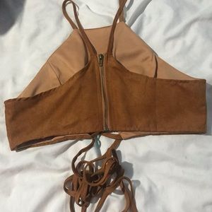 Tie around suede crop top